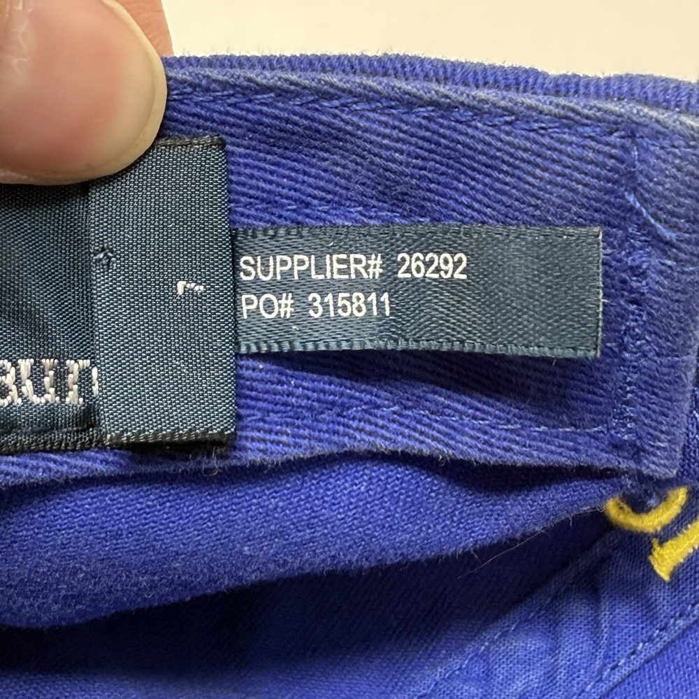 Vintage Polo Ralph Lauren Hat Cap Leather Strap Back Cotton Dad Blue Yellow Pony - Picture 10 of 10